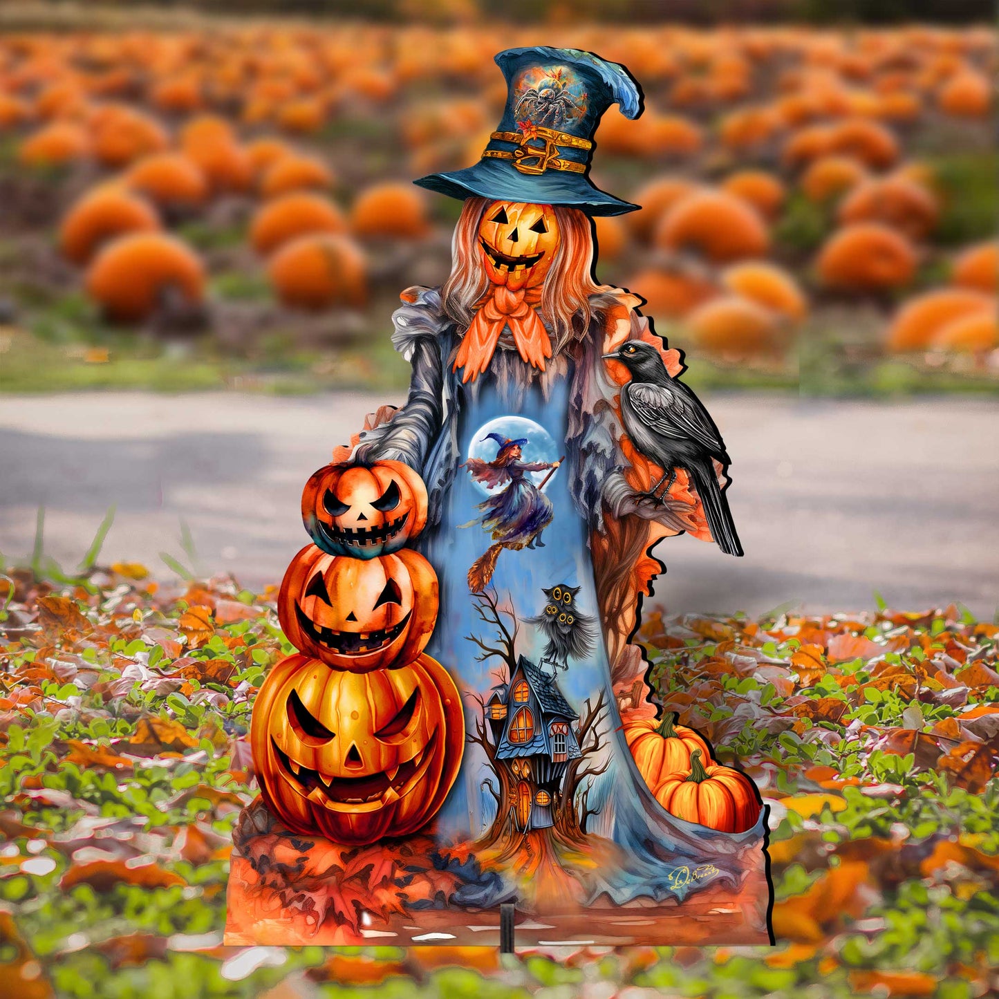 Halloween Pumpkin Scarecrow Freestanding Decor - Halloween Garden Decor by G. Debrekht - Halloween Decor- 8652796F