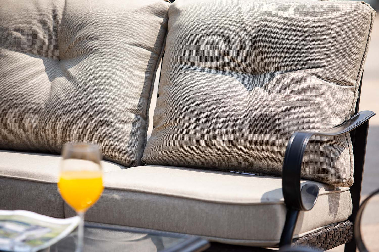 69" Beige Polyester Blend Settee With Black Legs-7