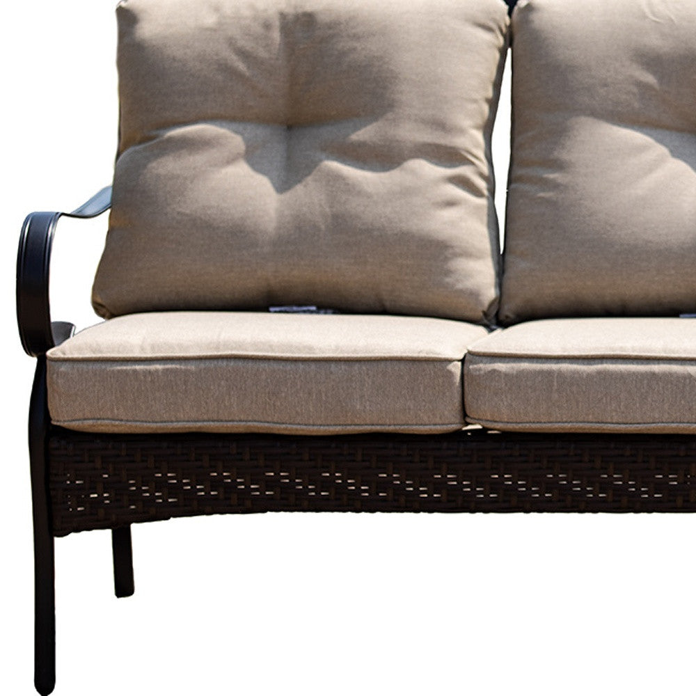 69" Beige Polyester Blend Settee With Black Legs-3