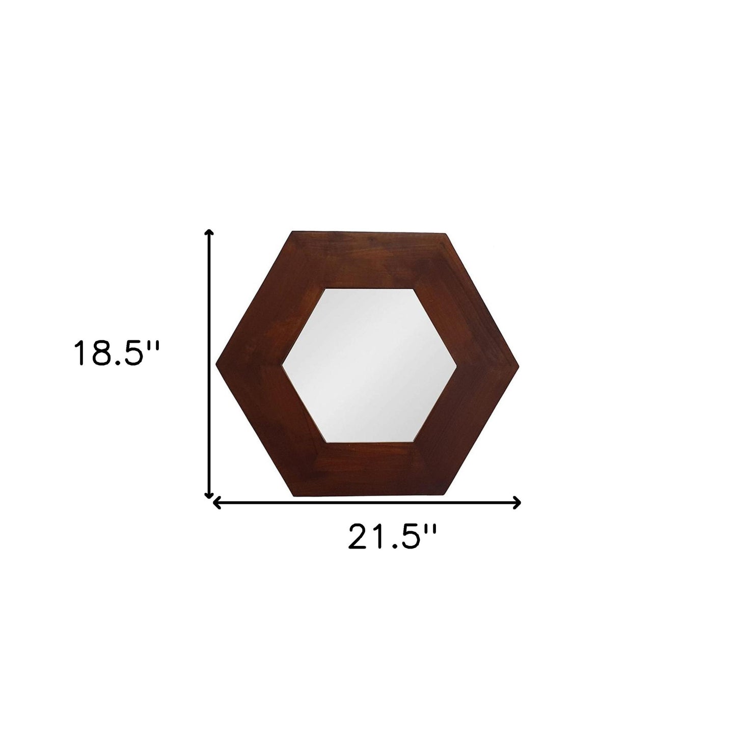 19" Dark Brown Hexagon Solid Wood Framed Accent Mirror-6