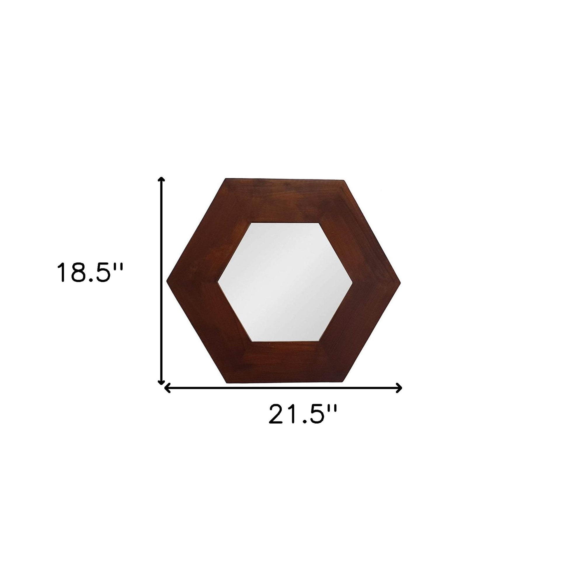 19" Dark Brown Hexagon Solid Wood Framed Accent Mirror-6