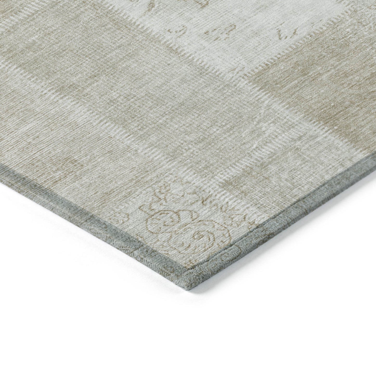 3' X 5' Taupe Beige And Tan Patchwork Washable Indoor Outdoor Area Rug-3