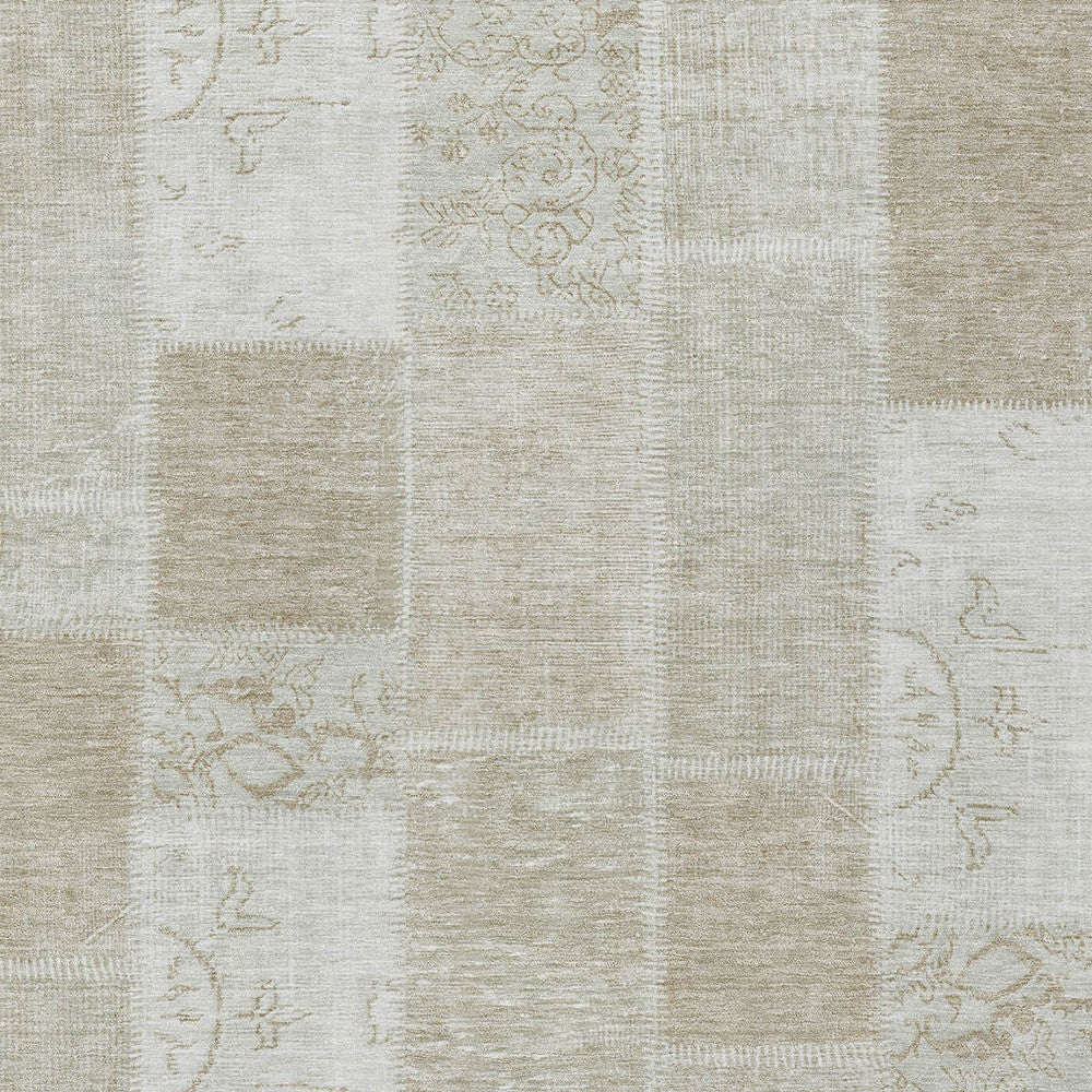 3' X 5' Taupe Beige And Tan Patchwork Washable Indoor Outdoor Area Rug-4
