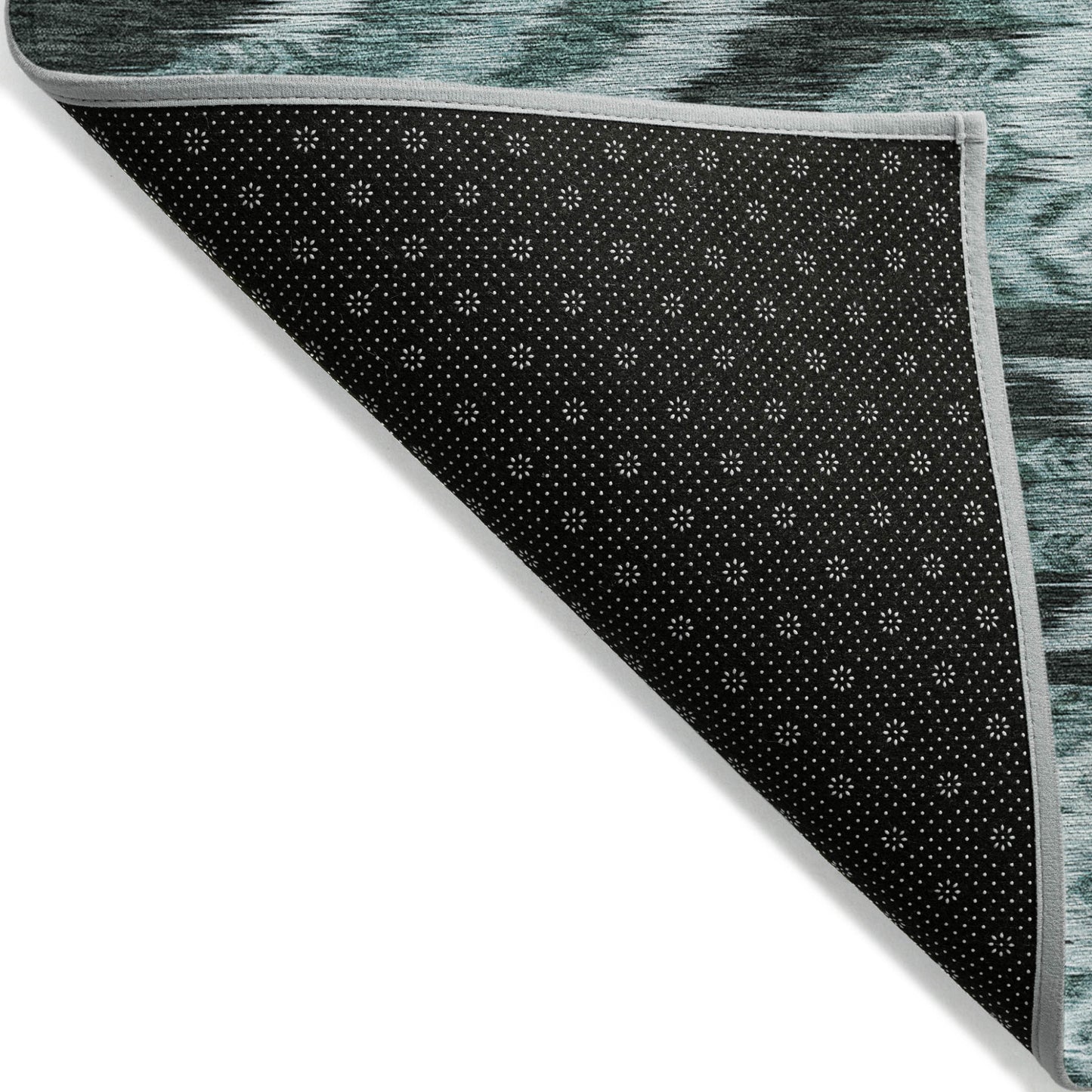 10' X 14' Teal Blue Aqua And Charcoal Southwestern Washable Indoor Outdoor Area Rug-3