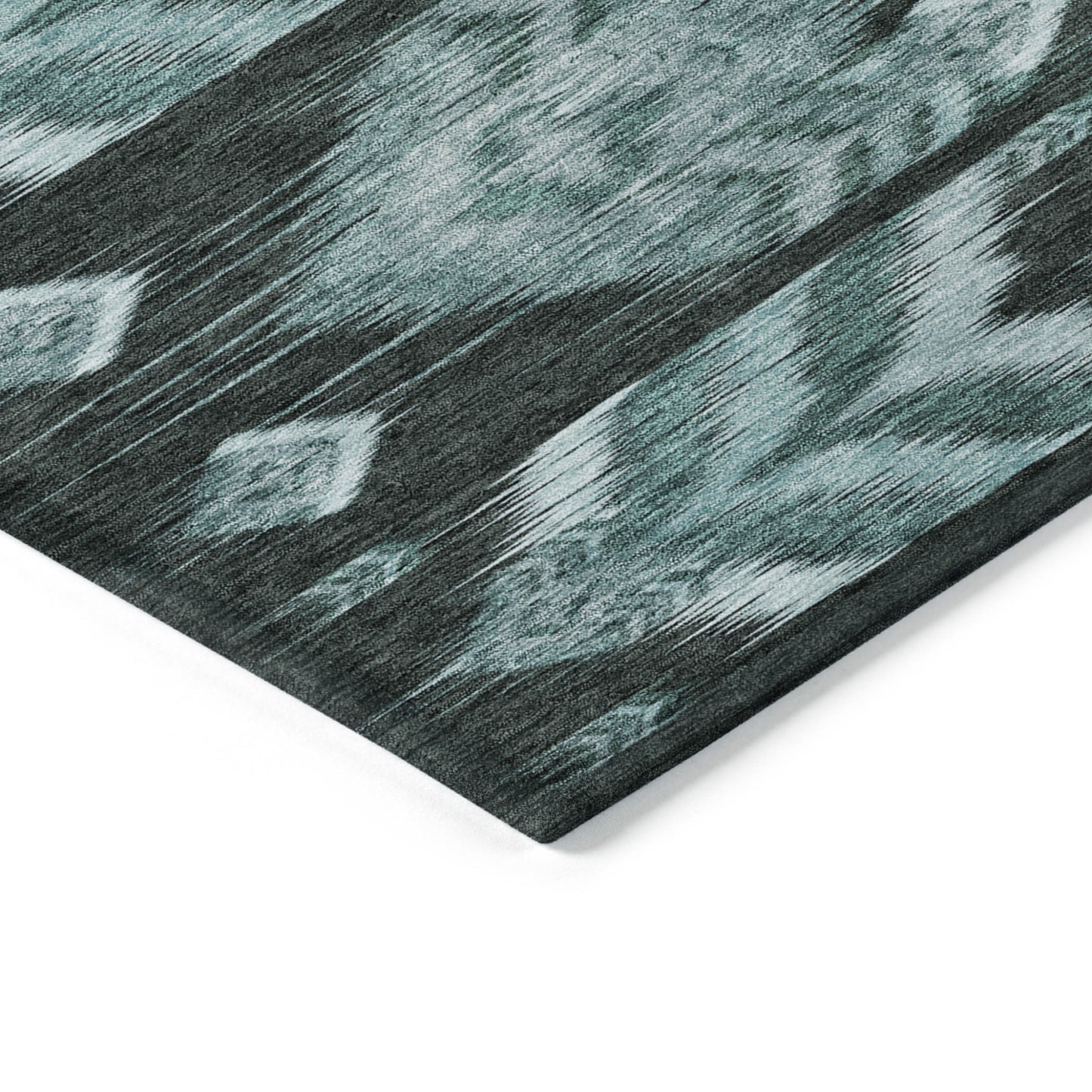 10' X 14' Teal Blue Aqua And Charcoal Southwestern Washable Indoor Outdoor Area Rug-4