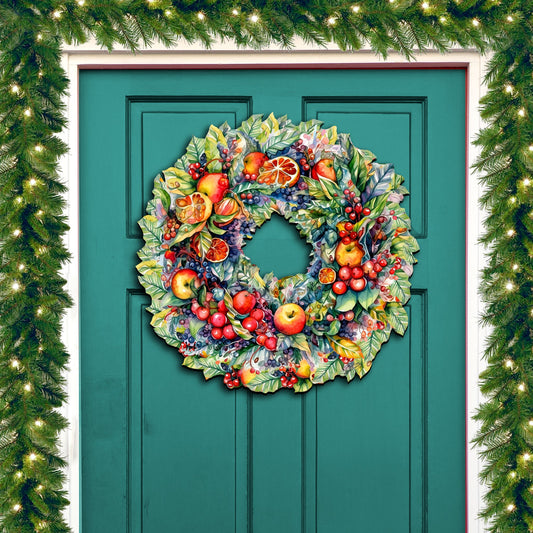 Summer Harvest Fruit Wreath Holiday Door Decor by G. Debrekht - Fall Halloween Decor - 8611071H