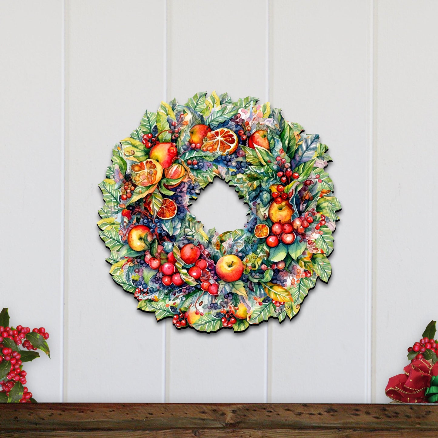 Summer Harvest Fruit Wreath Holiday Door Decor by G. Debrekht - Fall Halloween Decor - 8611071H