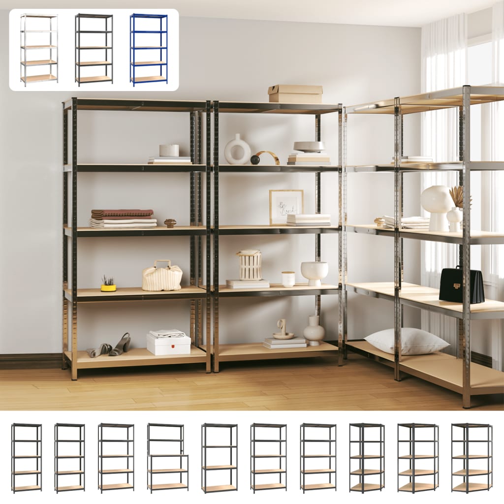 vidaXL Shelf Storage Office Bookshelf Shelving Unit Steel and Engineered Wood-5